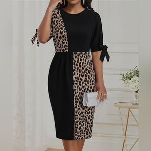 Unbranded Colorblock Leopard Print Dress Size 1X